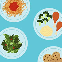 Graphic art depicting food on plates